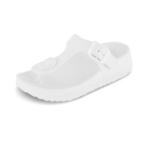 Forever Link Kids Breathable Foam Comfort Thong-Toed Summer Slides - White -